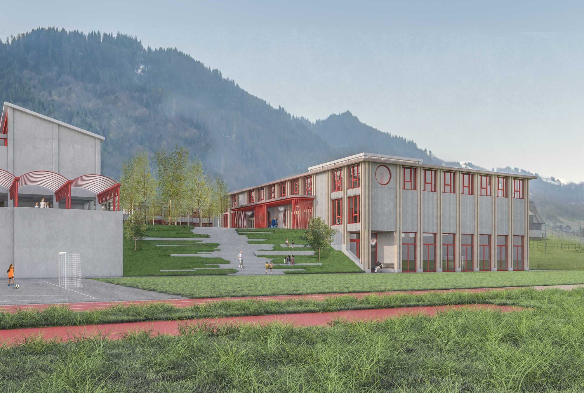 1. Preis Projektwettbewerb “Erweiterung Schulanlage Gutenbrunnen und Neubau Sporthalle” in...